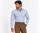 Camicia Uomo 920 Italian Style Trend in Puro Cotone – Microquadri Azzurri e Bianchi