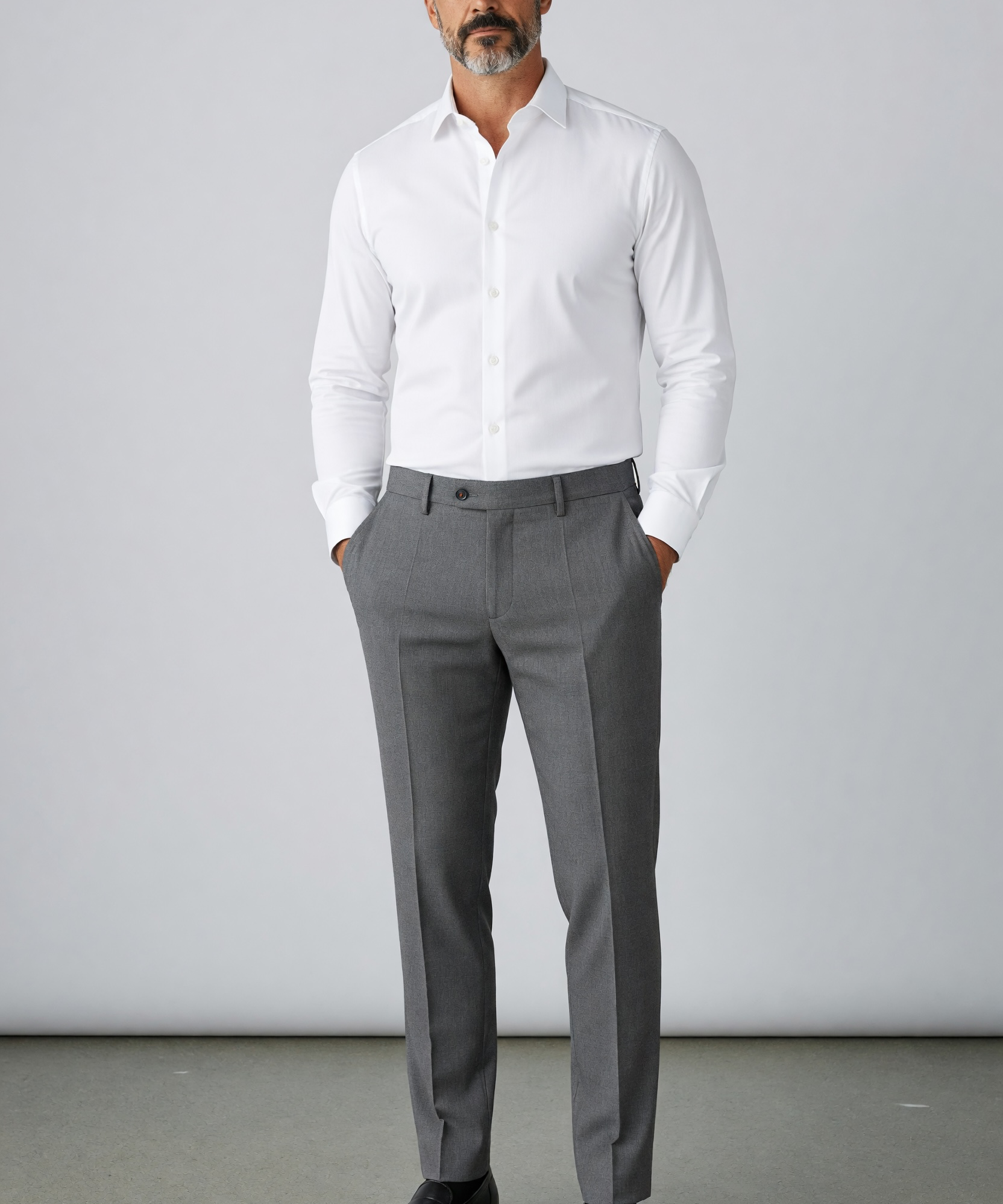 Lardini – Pantalone Sartoriale "Murat" in Pura Lana Vergine Stretch – Grigio Medio
