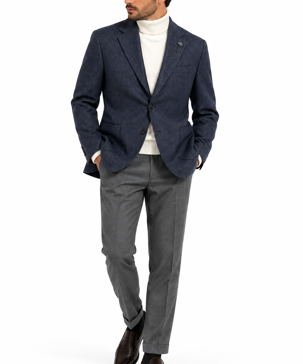 Giacca Uomo Lardini in Pura Lana Vergine Blu Microfantasia – CN528AE