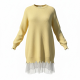 Vicolo sweater with ripped-effect tulle hem