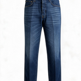 Lardini Jeans Cinque Tasche Sartoriale in Denim Blu Medio con Piega