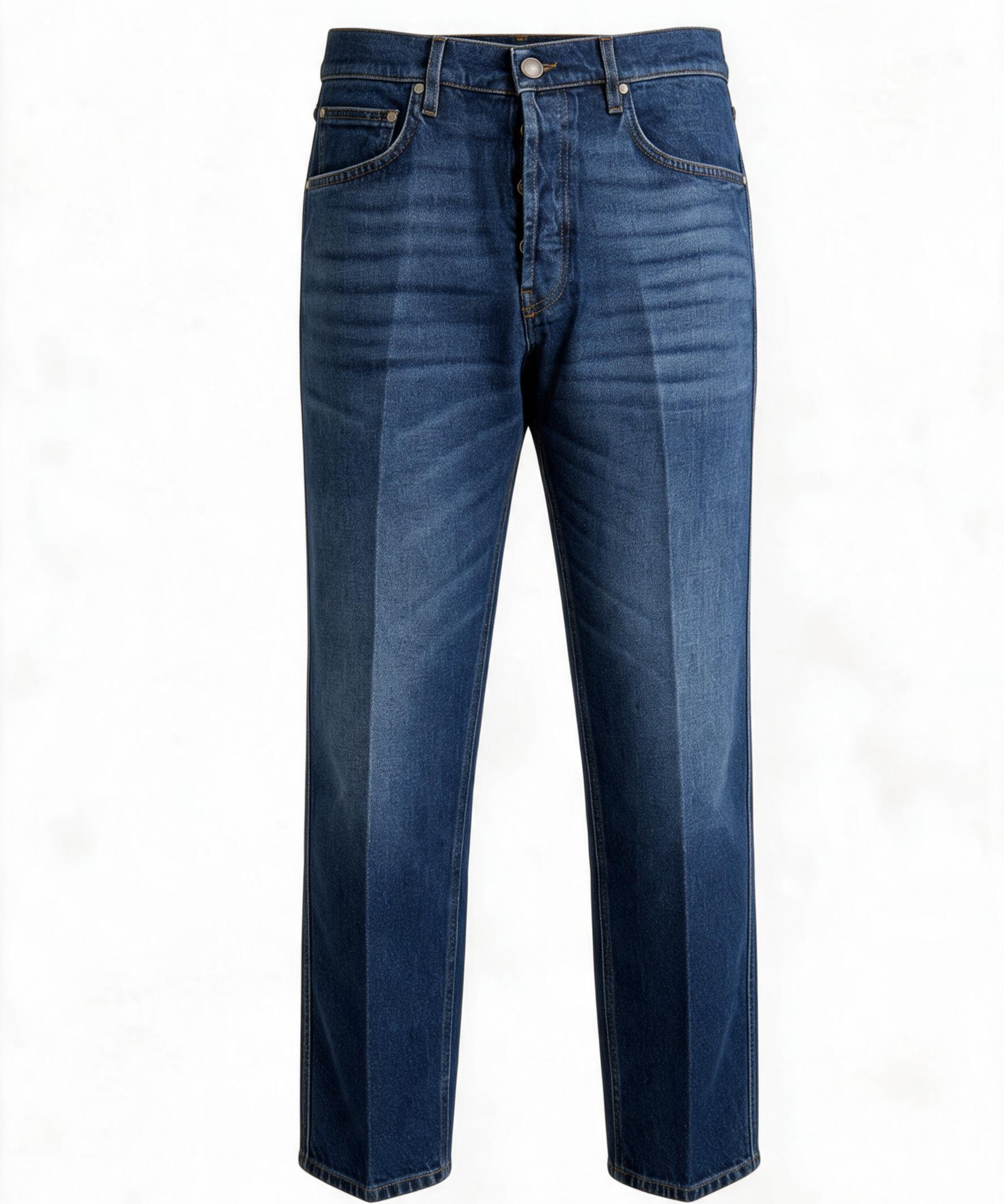 Lardini Jeans Cinque Tasche Sartoriale in Denim Blu Medio con Piega