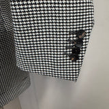 Giacca Lardini Monopetto in Motivo Pied-de-Poule Bianco e Nero