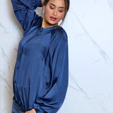 Satin hooded shirt