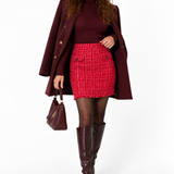 Gonna Fada Mini in Tweed Rosso Marella