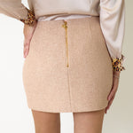 Minigonna in Tweed Peach Rose con Cintura Gioiello Elisabetta Franchi, immagine 5