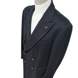 Lardini Double-Breasted Wool Coat - Midnight Blue
