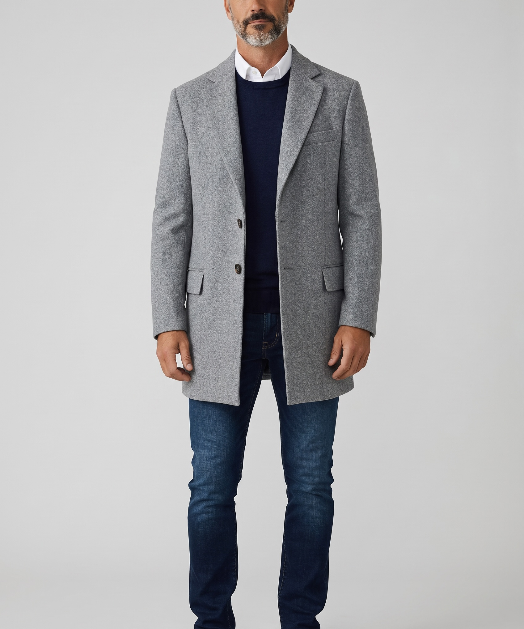 Takeshy Kurosawa – Cappotto Monopetto Sartoriale – Grigio Melange, immagine 2