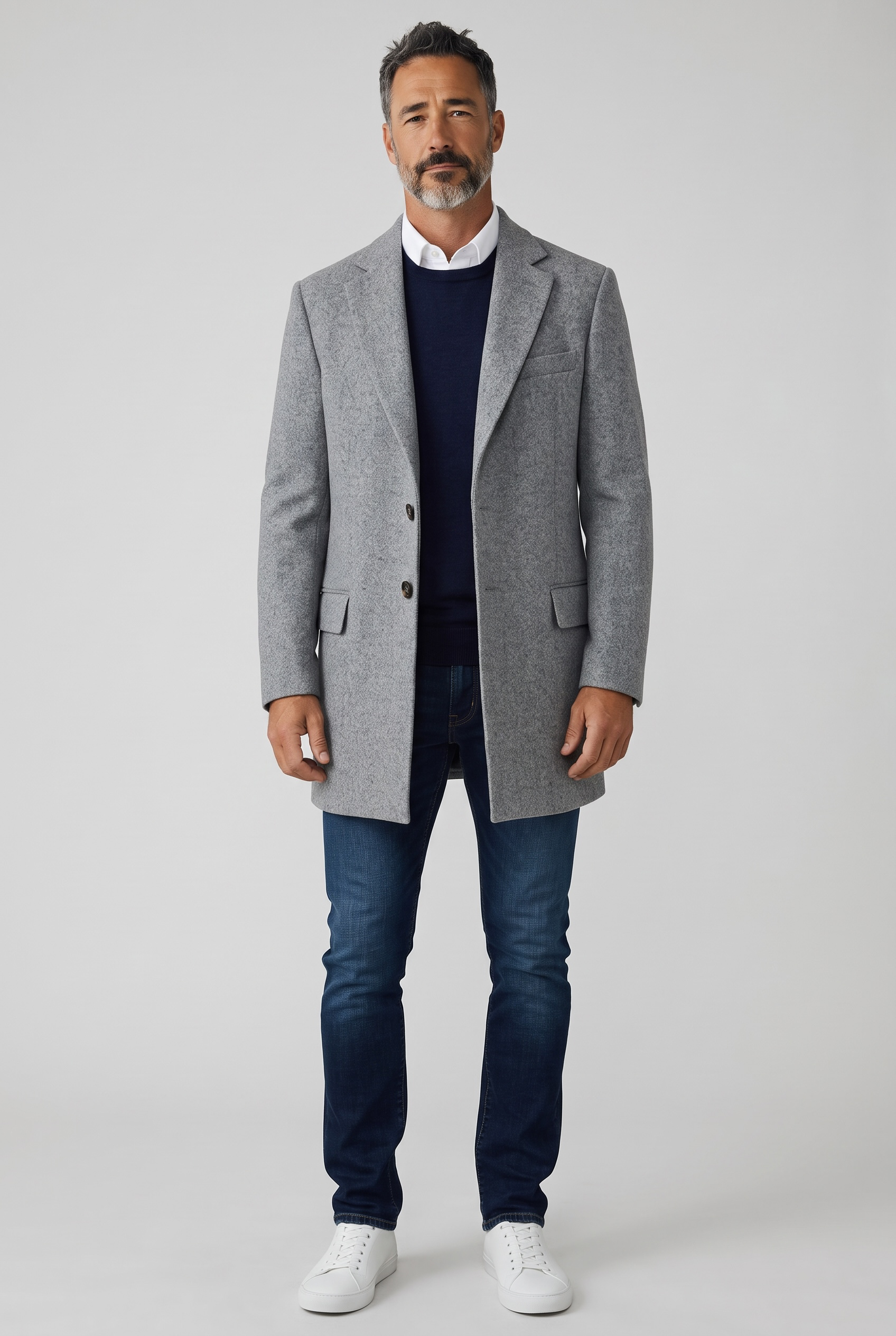 Takeshy Kurosawa – Cappotto Monopetto Sartoriale – Grigio Melange, immagine 2