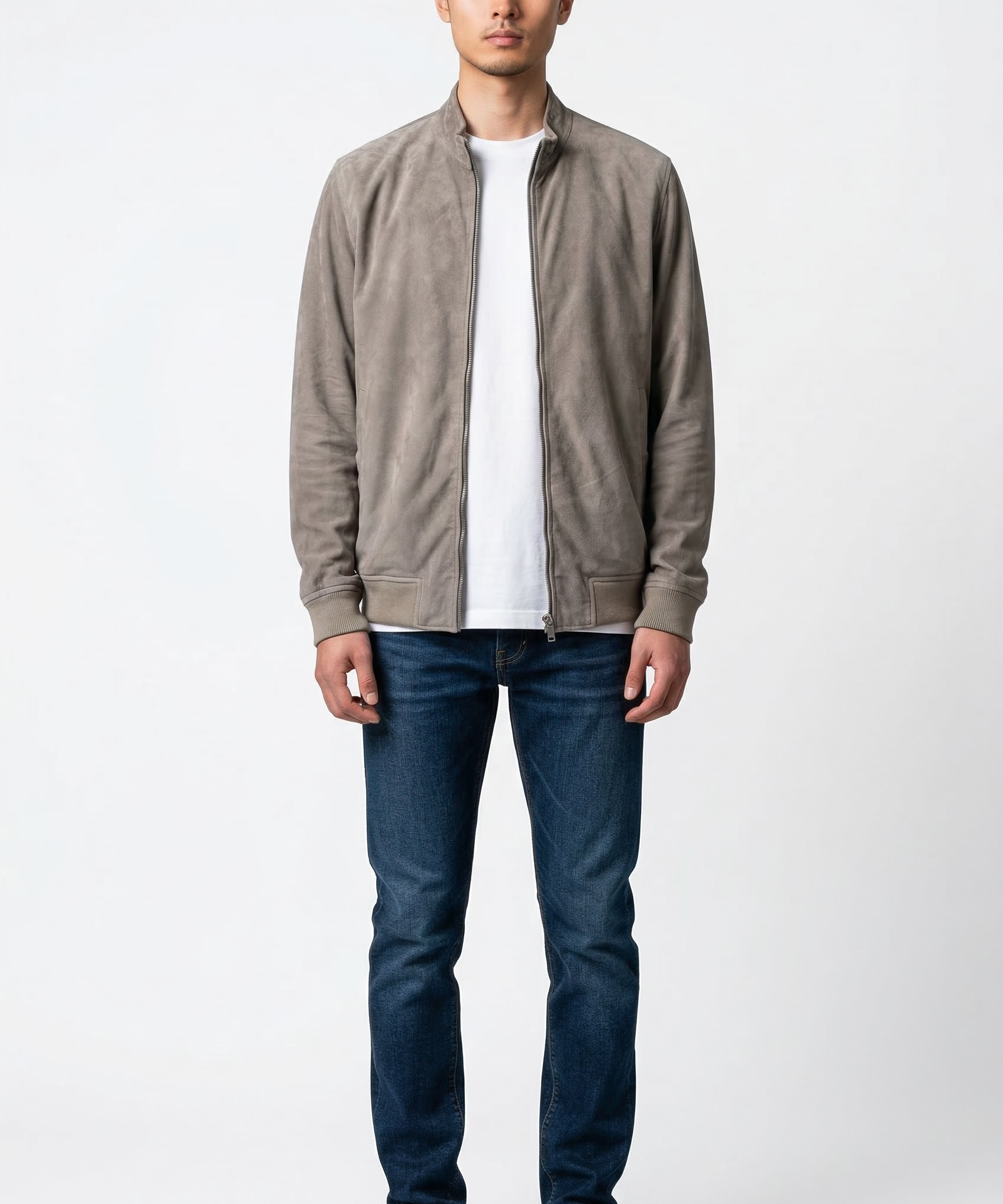 Emanuele Curci Suede Bomber Jacket - Sand Beige