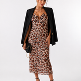 Midi Animal Print Dress with Crisscross Straps