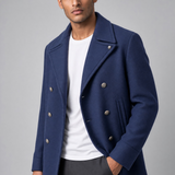 Cappotto Officina 36 Kim Doppiopetto in Misto Lana Blu