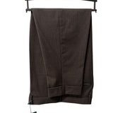 Berwich – Pantalone Sartoriale una Pinces in Misto Lana Stretch con Risvolto – Marrone Cioccolato