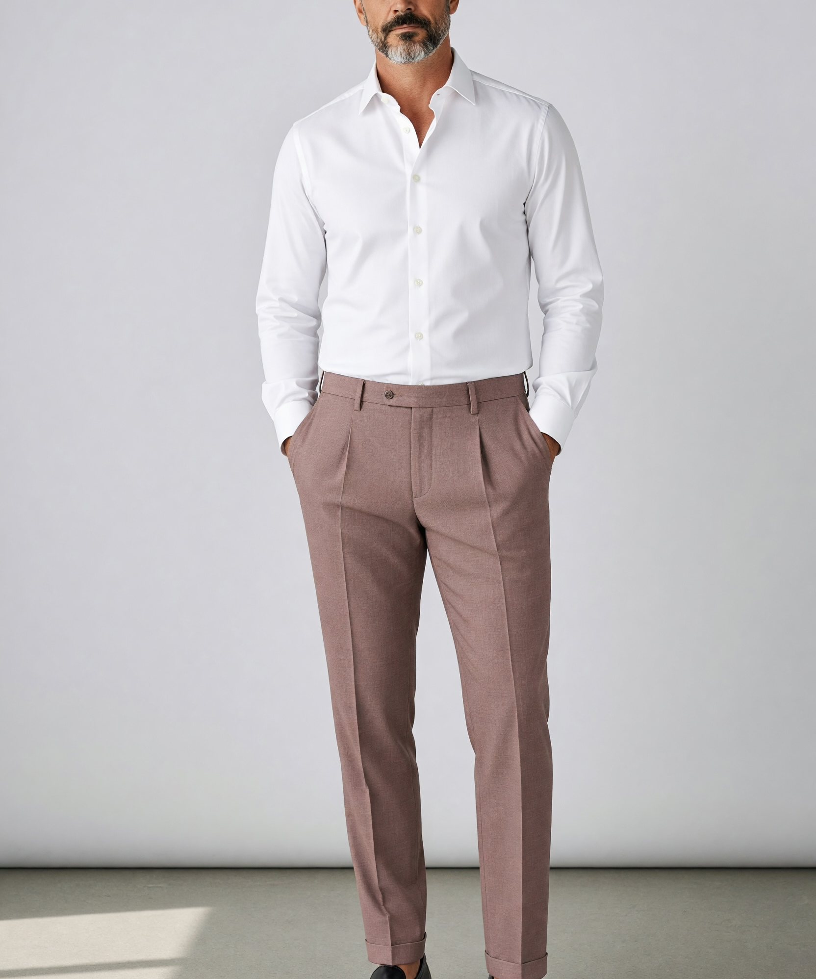 Briglia 1949 – Pantalone Sartoriale "Easy" con Pinces in Misto Lana – Marrone Malva/Tortora