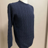 Maglione Uomo Alpha Studio Blu Navy a Trecce in Lana e Cashmere Made in Italy