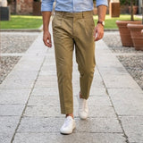 Pantaloni Department Five - Chinos Crop "Prince" in Cotone Beige Taglia 52