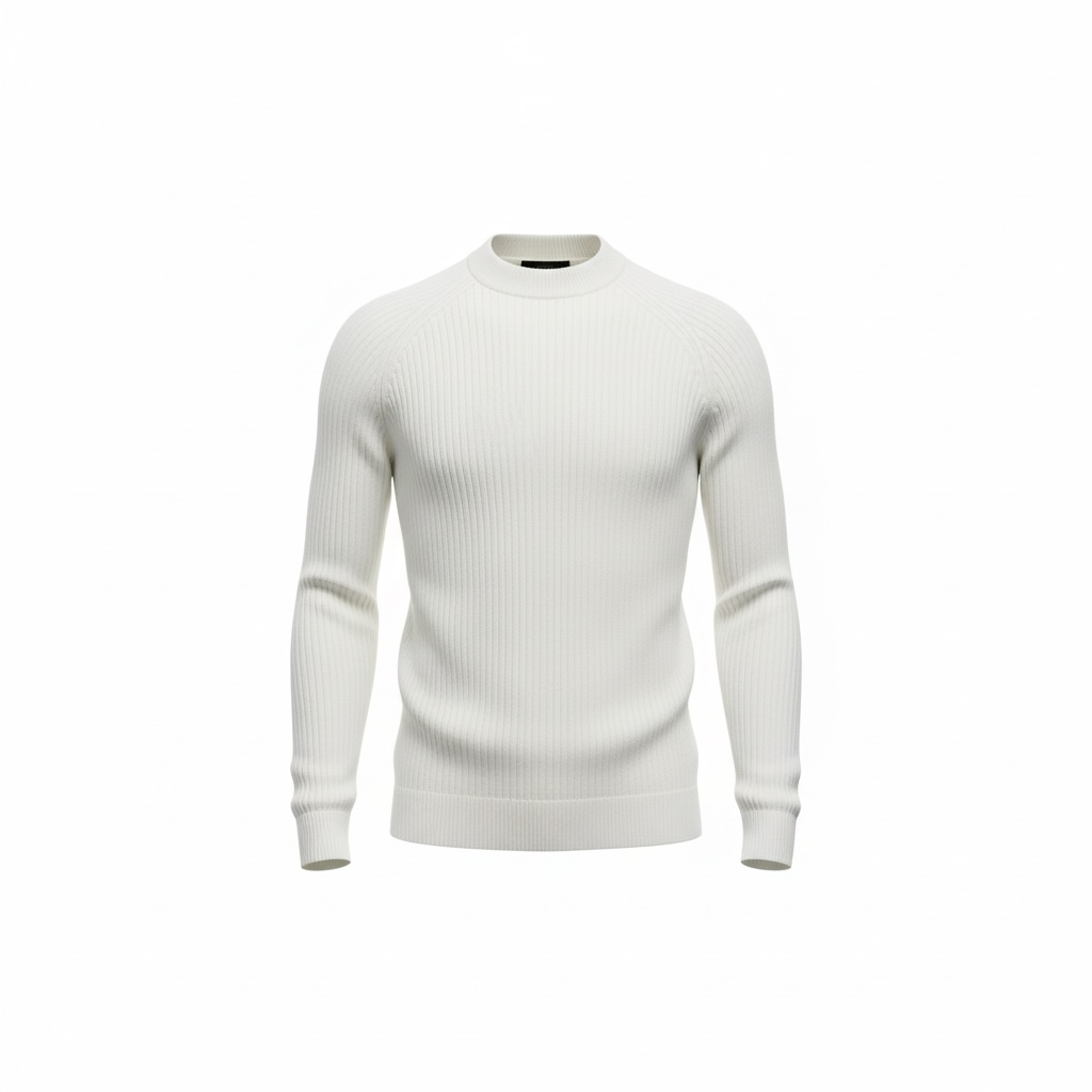 Alpha Studio White Knitted Cotton Pullover - Size 48