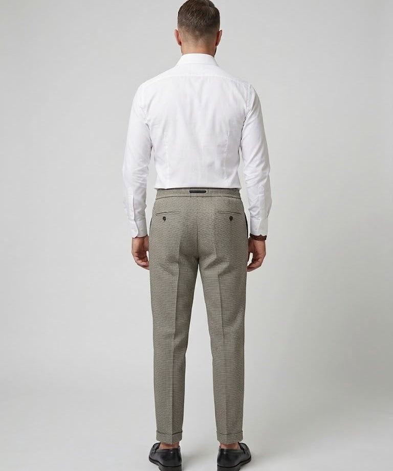 Pantaloni Bro-Ship Uomo Pied de Poule BIANCO/NERO Mod. BS-ORLANDO/7031 Tg. 52