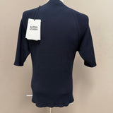 Alpha Studio Ribbed Blue Cotton T-Shirt – Size 50