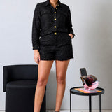 Black tweed shorts