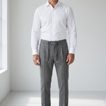Pantaloni Lardini Misto Lana e Cashmere Taglia L (50) - Motivo Pied de Poule Grigio