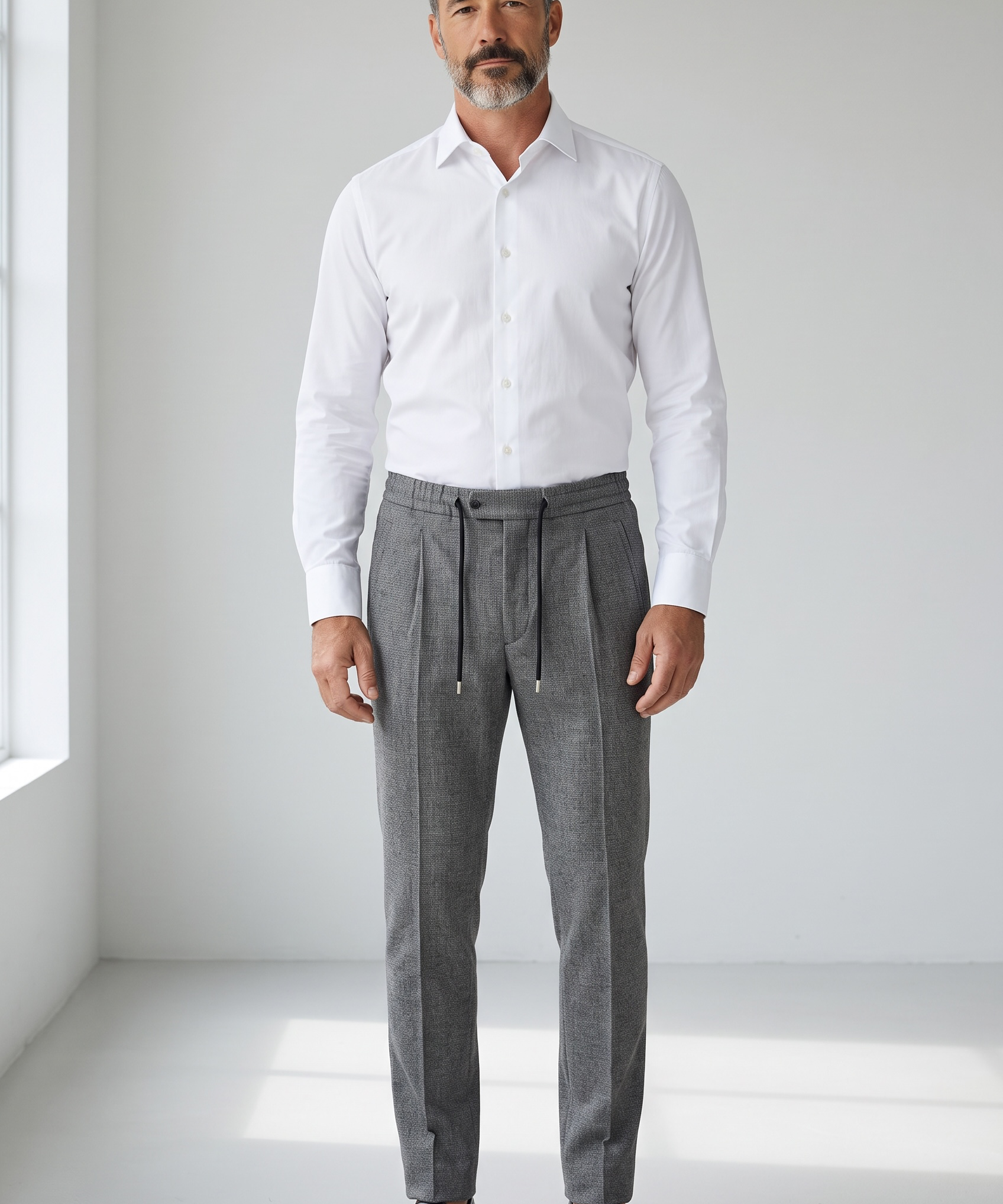 Pantaloni Lardini Misto Lana e Cashmere Taglia L (50) - Motivo Pied de Poule Grigio