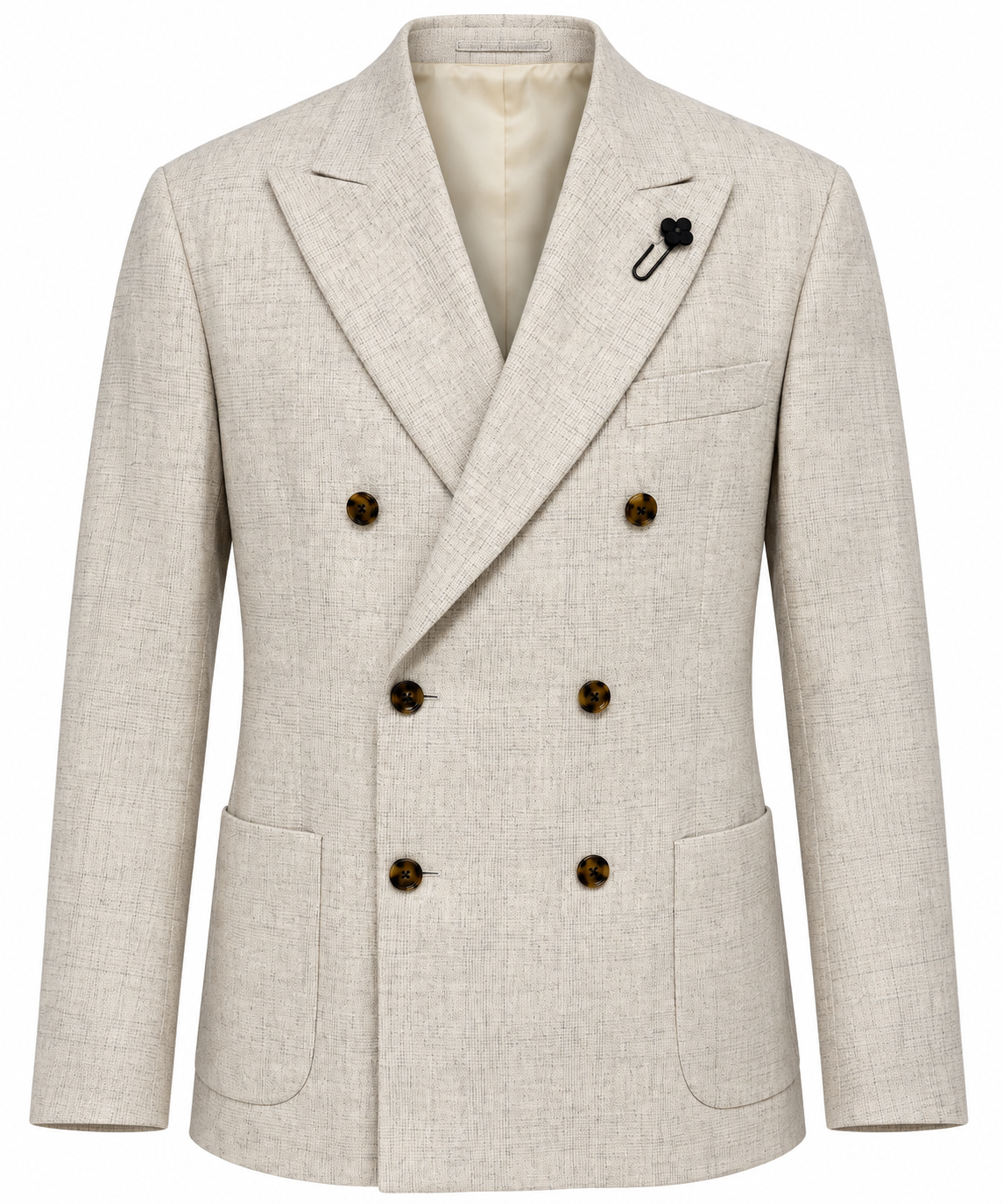 Lardini – Giacca Doppiopetto Uomo in Lana Vergine e Cashmere Beige Mélange
