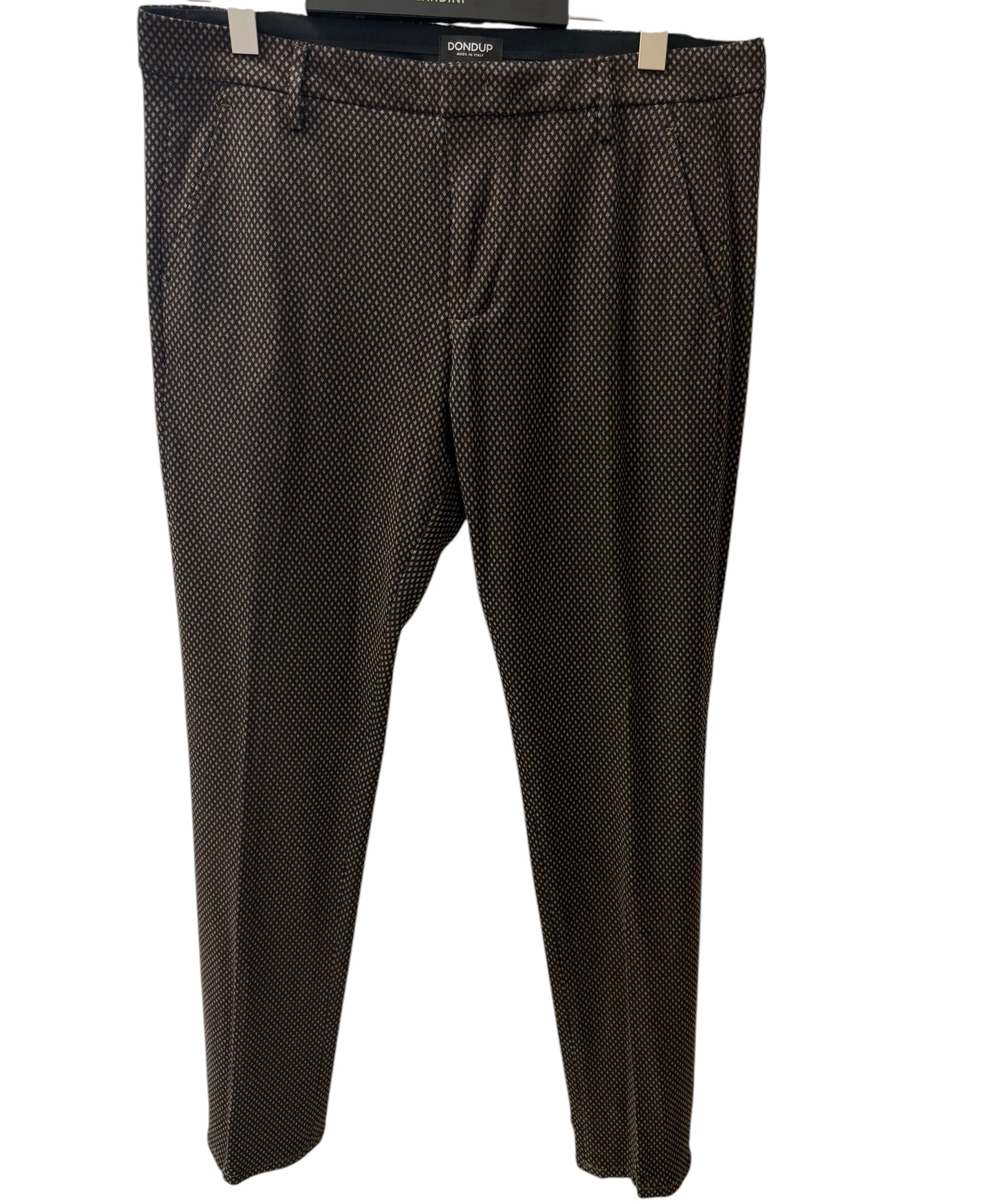 Pantaloni Uomo DONDUP Taglia 36 – Micro Fantasia Marrone e Nero in Viscosa Elasticizzata