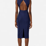 Crêpe stretch dress with criss-cross laces