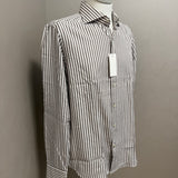 GHR – Camicia Uomo a Righe Verticali in Cotone – Marrone e Bianco, immagine 8