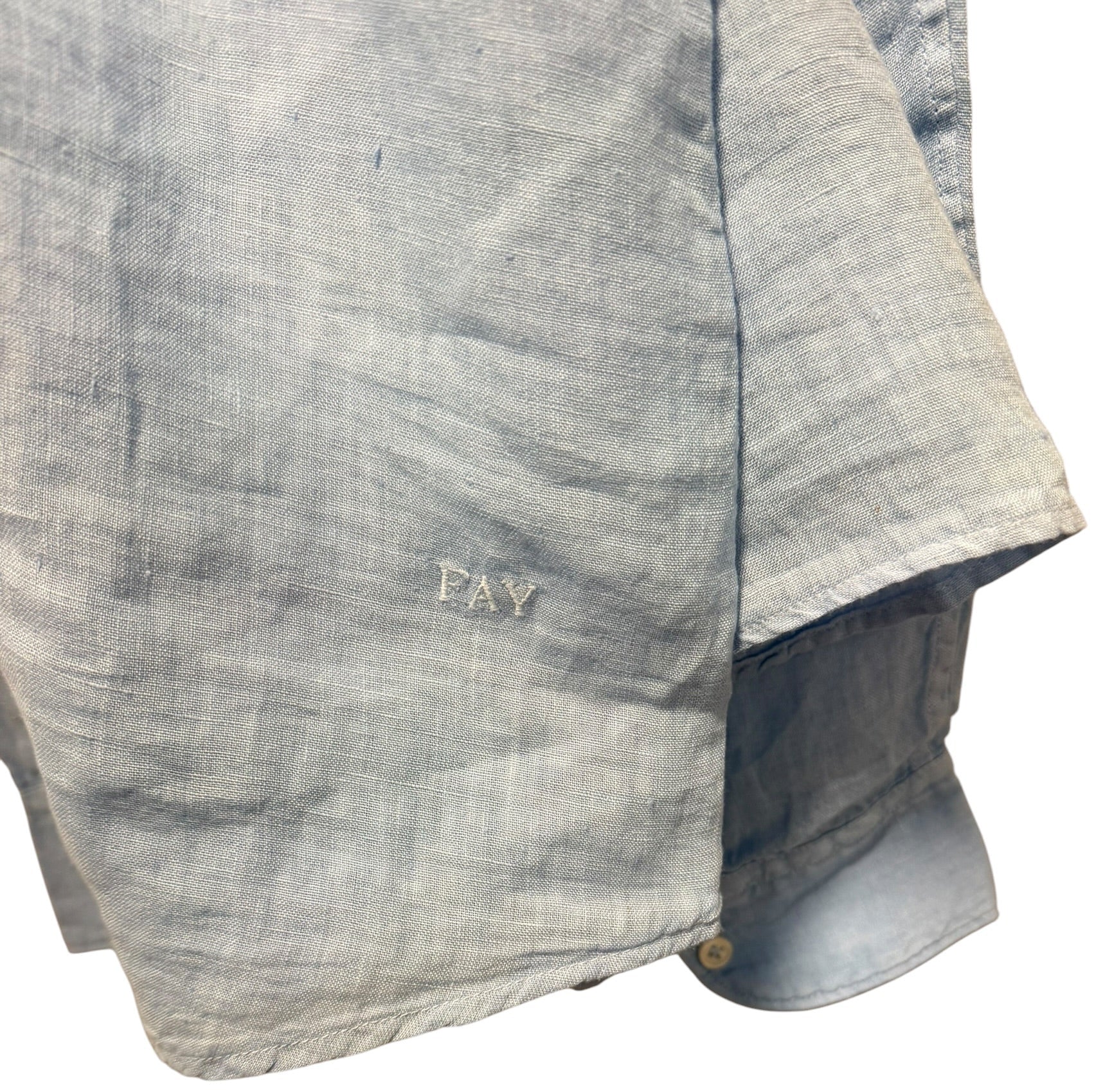 Camicia Fay Uomo in Lino Celeste – Taglia XL (Collo 42), immagine 9