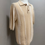 Polo Uomo Alpha Studio in Cotone e Canapa – Beige con Righe a Contrasto