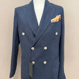 Black Diamond Couture Double-Breasted Jacket – Blue Herringbone