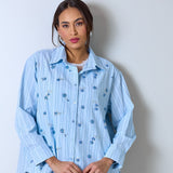 One-size striped shirt with handmade embroidery