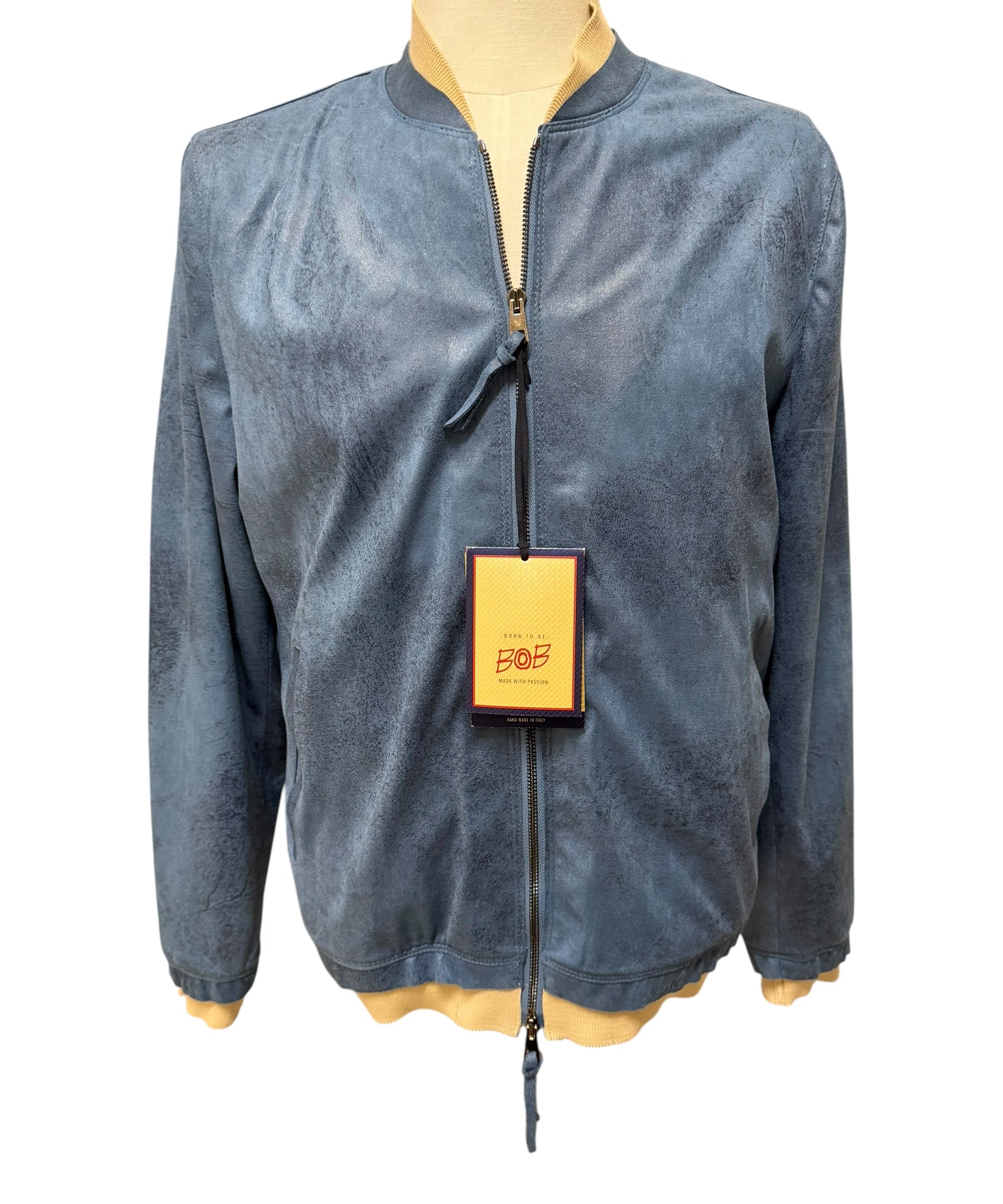 Bomber BOB in Suede-Effect Fabric – Aviator Blue