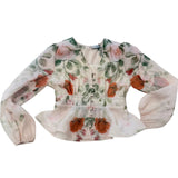 Completo Rosas -Blusa Peplum e Gonna Lunga Floreale