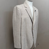 Lardini Sartorial Cotton and Linen Jacket – Beige and Brown Check Pattern size 54