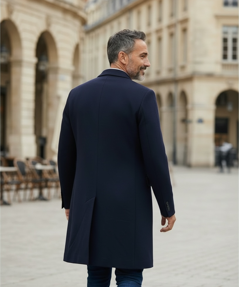 Lardini Double-Breasted Wool Coat - Midnight Blue