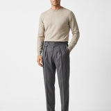 Massimo Brunelli Pantalone Elegante Grigio con Doppia Pence e Risvolto