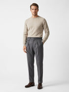 Massimo Brunelli Pantalone Elegante Grigio con Doppia Pence e Risvolto