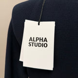 Alpha Studio Ribbed Blue Cotton T-Shirt – Size 50