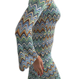 Zigzag Chevron Jumpsuit with Front Cut-Out and Open Back