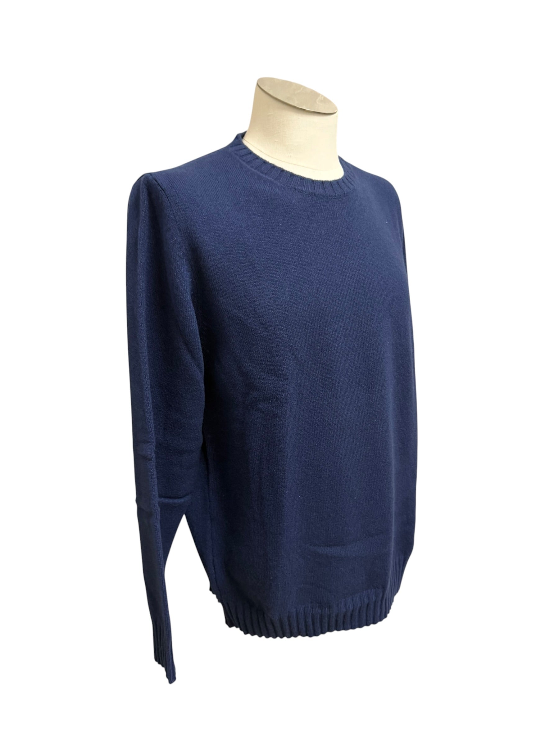Filippo De Laurentiis – Maglione Girocollo in Lana Merino Superfine e Cashmere – Blu Inchiostro, immagine 4