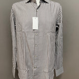 GHR – Camicia Uomo a Righe Verticali in Cotone – Marrone e Bianco, immagine 2