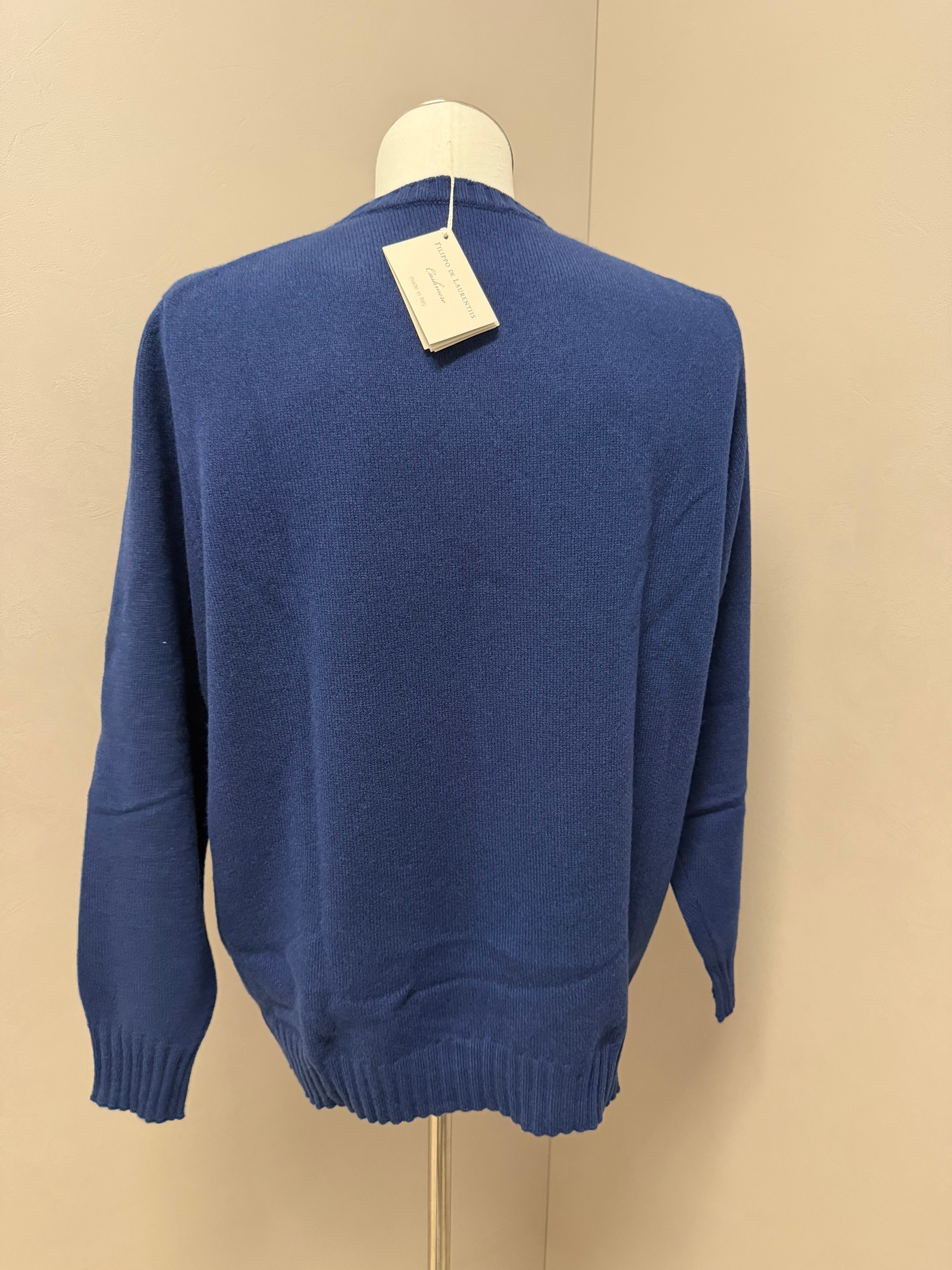 Filippo De Laurentiis – Maglione Girocollo in Lana Merino Superfine e Cashmere – Blu Inchiostro, immagine 7
