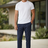 Lardini Tailored Trousers in Wool and Technical Fabric - Navy Blue