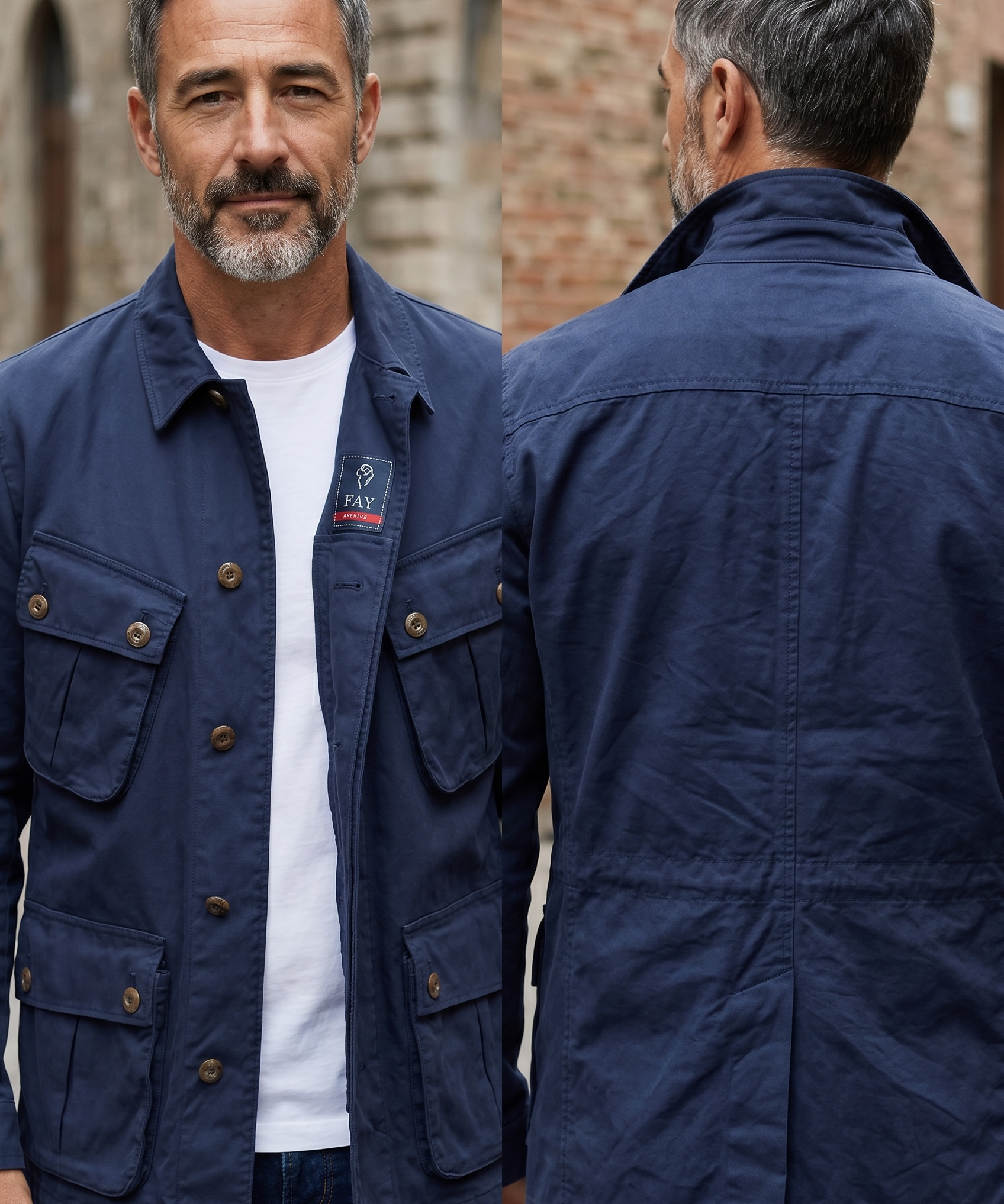 Giacca Uomo Fay Archive in Cotone Denim Blu, immagine 2