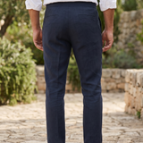 Pantaloni Lardini elasticizzati con coulisse grigio/blu in lino taglia M