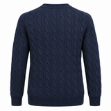 Maglione Uomo Alpha Studio Blu Navy a Trecce in Lana e Cashmere Made in Italy