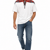 County of Milan – T-Shirt Uomo Bianca con Stampa Ali Multicolor in Cotone